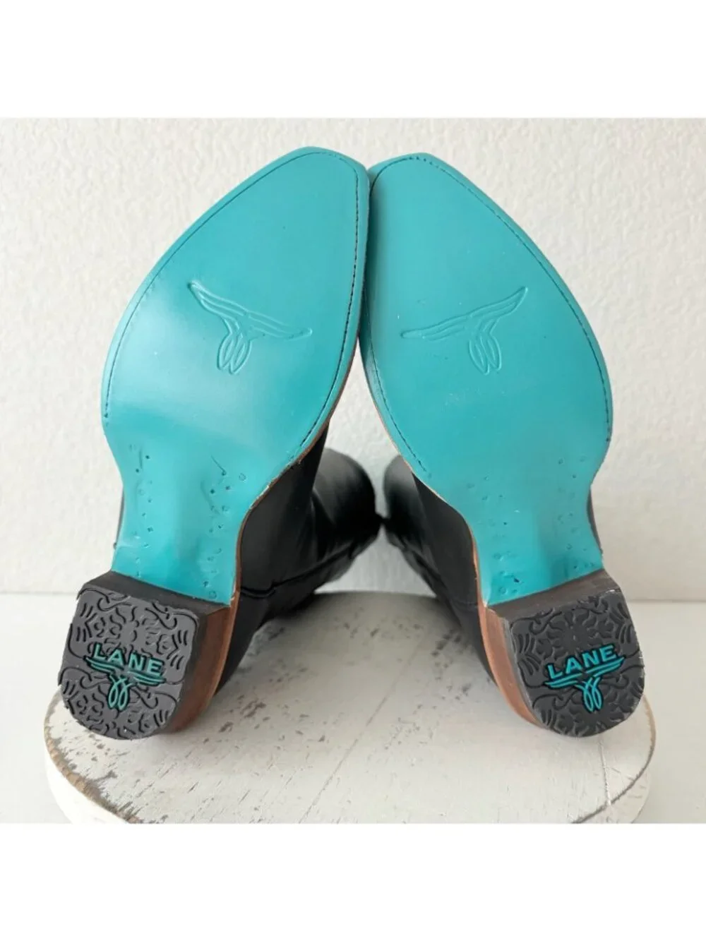 Lane EMMA JANE Black Cowboy Boots Western Cowgirl Mid Calf Tall Womens Size 7.5 - Picture 9 of 12